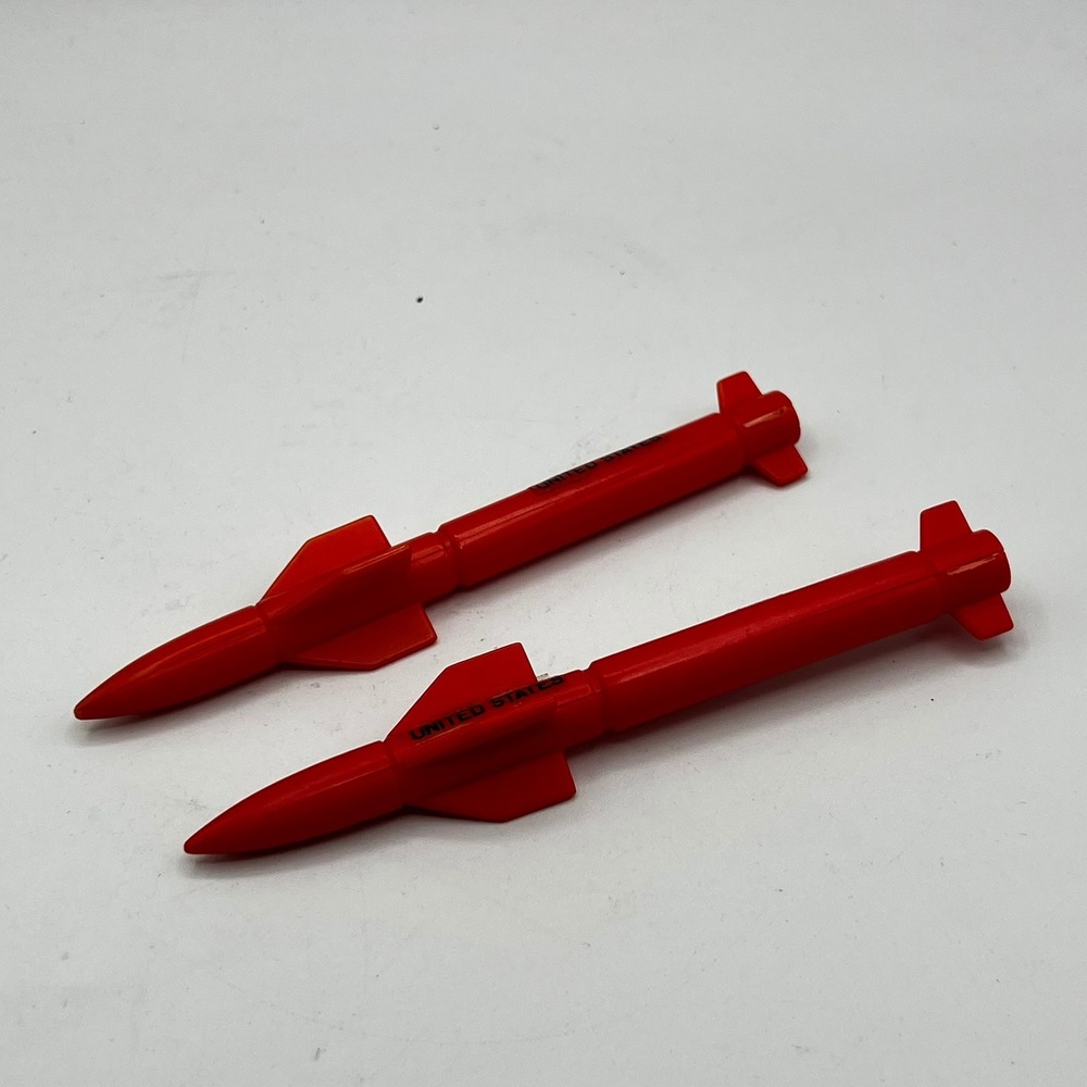 2x VTG G.I. Joe Air Defense Battle Station Red Missiles 1985 Hasbro USA DAMAGE